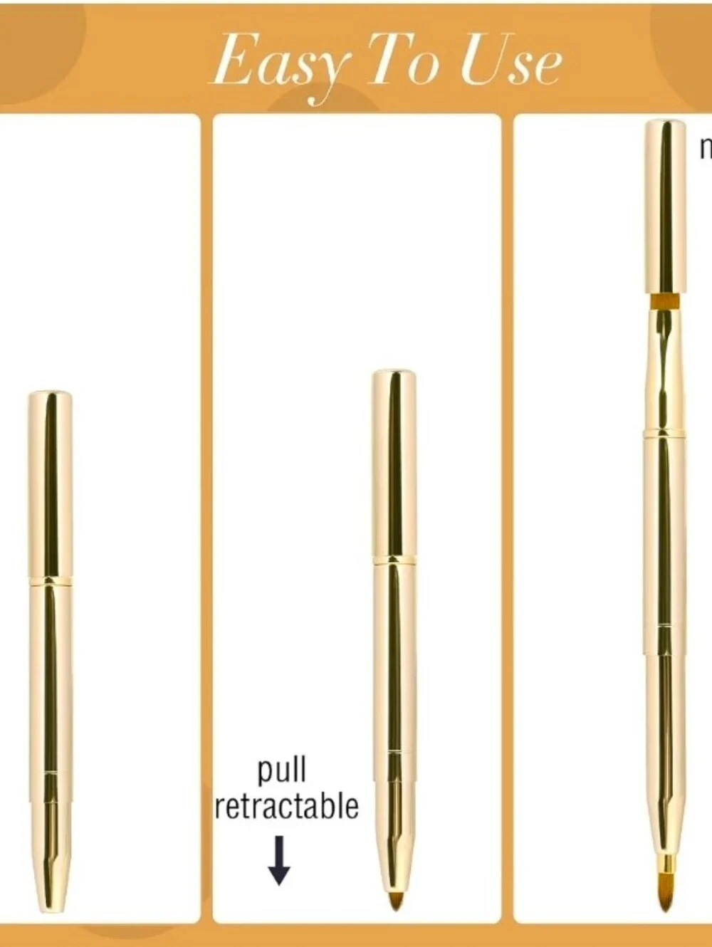 Gold Retractable Dual Sided Lip Brush- Pointed & Rounded Tips BNIB